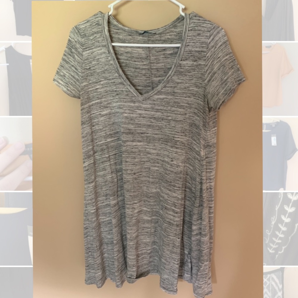 Heathered Grey Short Sleeve Swing Dress